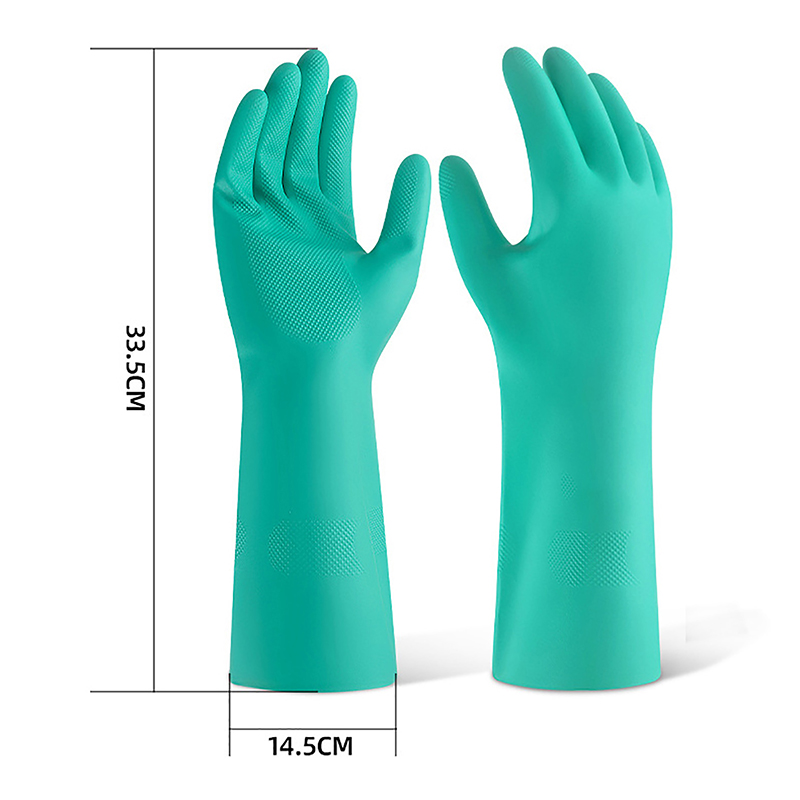 1 Pair Thick Nitrile Gloves - Chemical Acid Resistant Waterproof Long Sleeve Gloves For Gardening Chemical Painting ,Latex Free