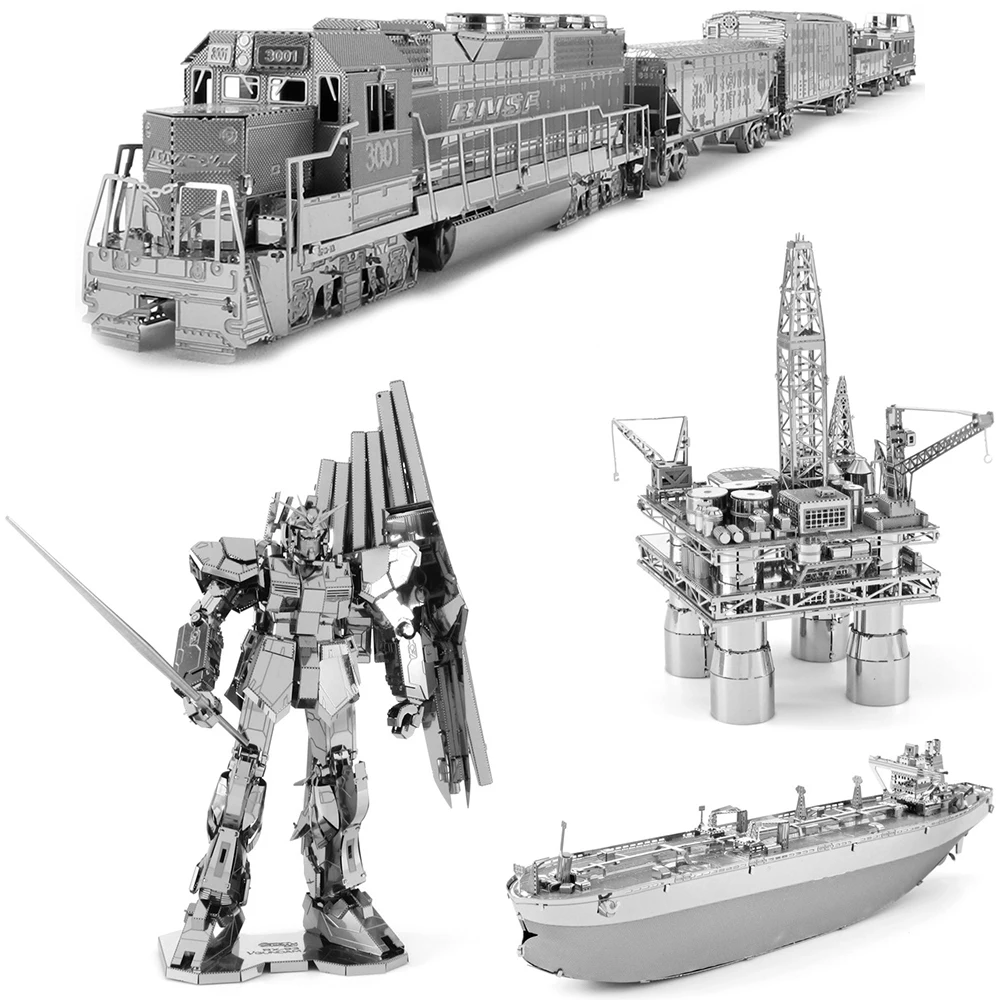 3D Metal Puzzle Set American Locomotive Uss Roosevelt Oil Drilling Model for Children 14+ Travel Games Jigsaw DIY Toys