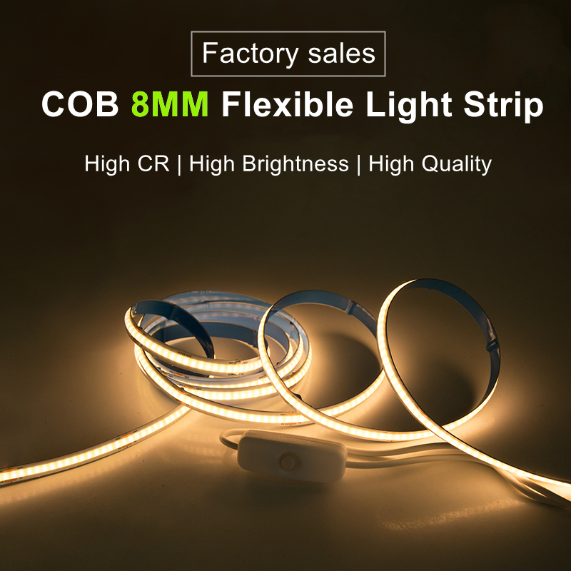 5V LED COB Light Strip Touch Dimmer Flexible Diode Tape 5V USB Linear Indoor Lighting Lamp Room DIY TV Mirror Backlight Decor
