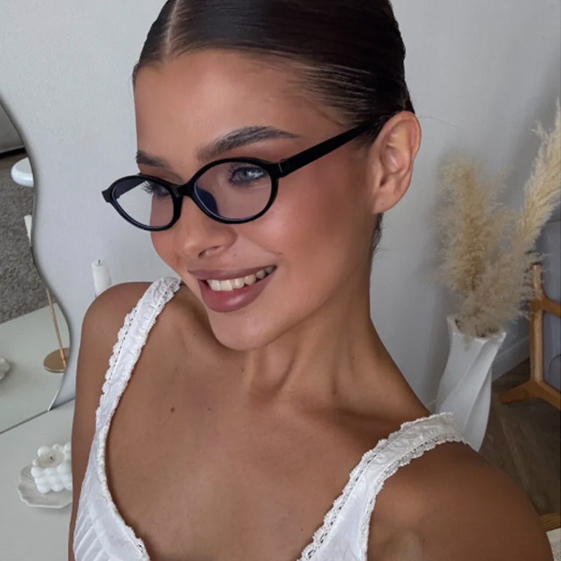Small Oval Clear Lens Glasses Frames Cute Candy Costume Decorative Computer Spectacles Women Sunglasses