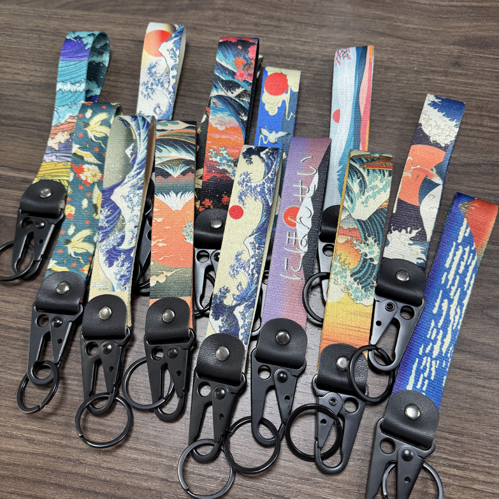 Hokkaido Wave Series Car Keychain Nylon JDM Style Lanyard Keyring Auto Key Steel Spring Clip Key Starp Key Pendant