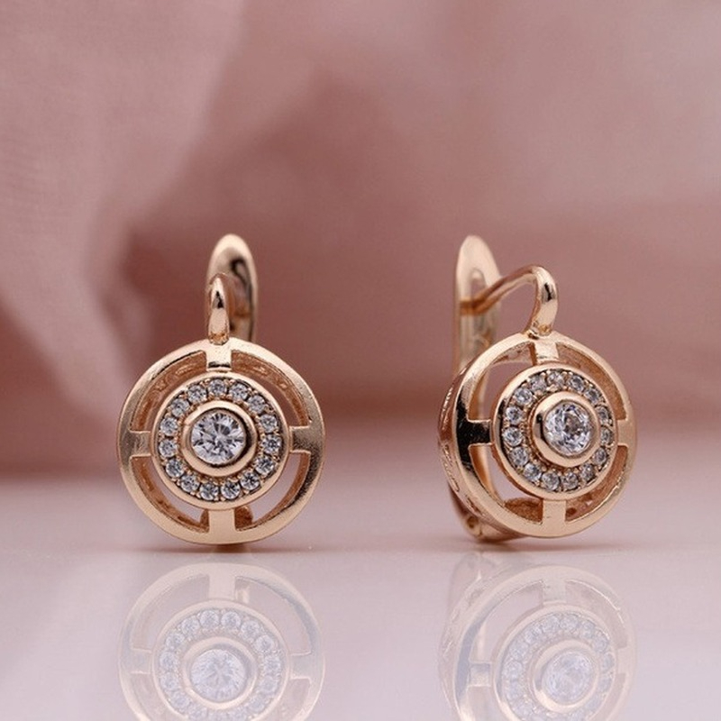 Fashion Exquisite Hollow Earring for Women Cute Female Fine Birthday Friendship Jewelry Rose Color Shiny Bling Earrings