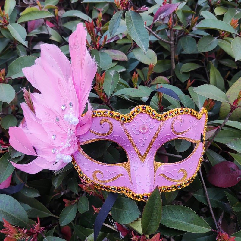 1 Pcs Masquerade Feather Venetian Mask Women For Face Multi Color Princess Mask Half Hallowmas Feather Masks Decor