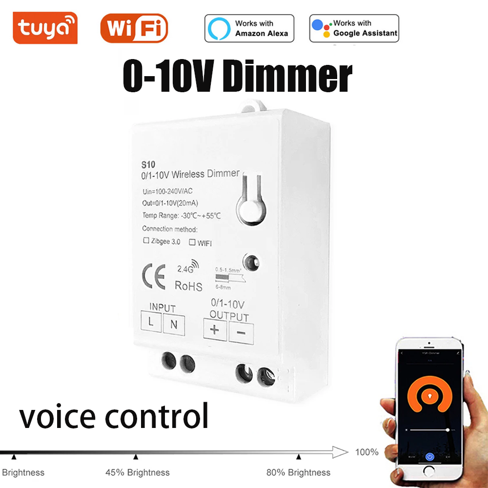 Mini Tuya WiFi LED Lights Dimmer Controller AC 100-240V 0/1-10V Smart Home APP Wireless Control Voice for Alexa Home