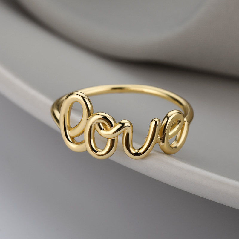 Romantic Love Letter Rings For Women Stainless Steel Geometric Creative Finger Rings Engagemen Wedding Couple Jewelry Gift