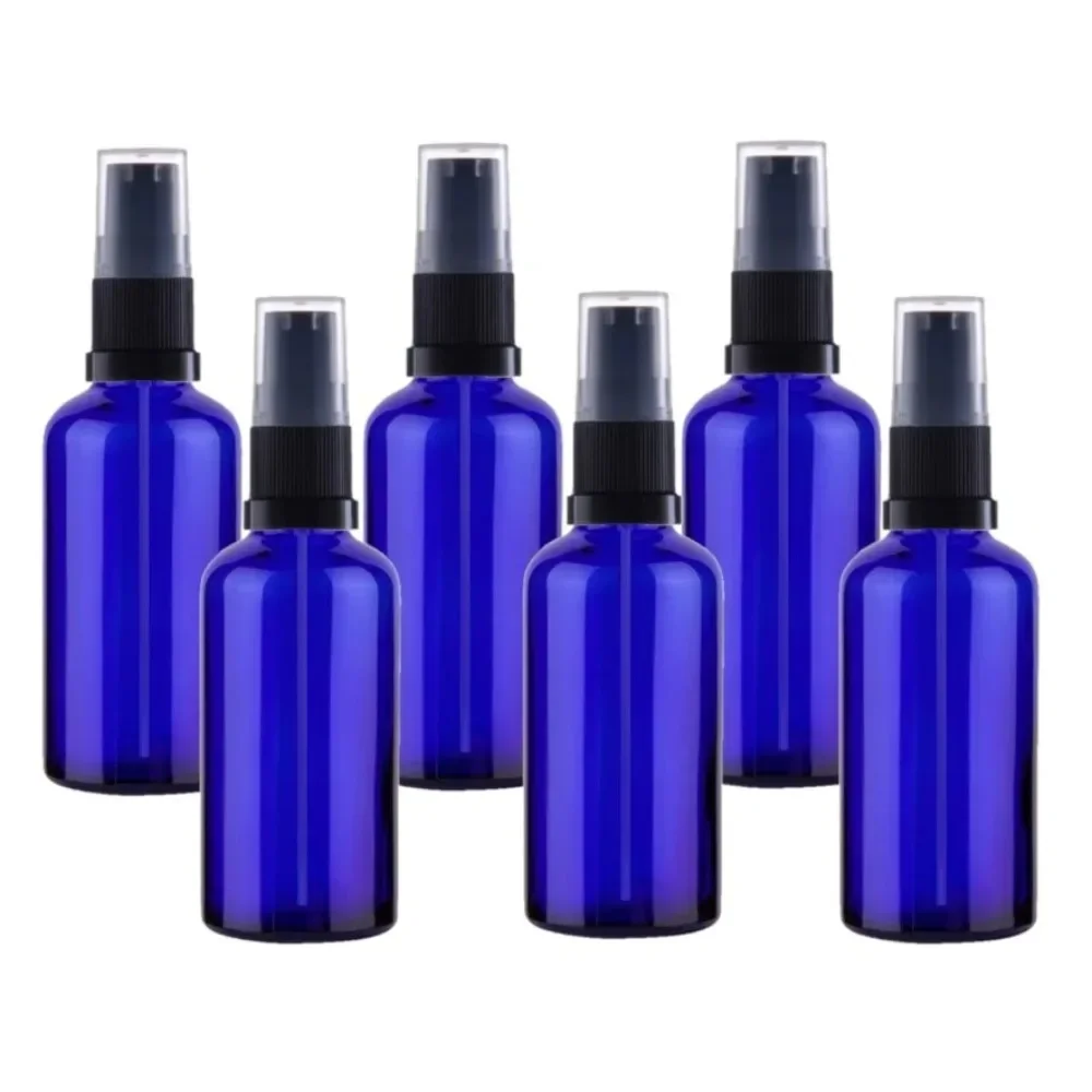 5PCS 10/20/30/50/60/100ml Blue Plastic Spray Bottle Travel Size Mist Sprayer for Household Use Essential Oil Cleaning Solution