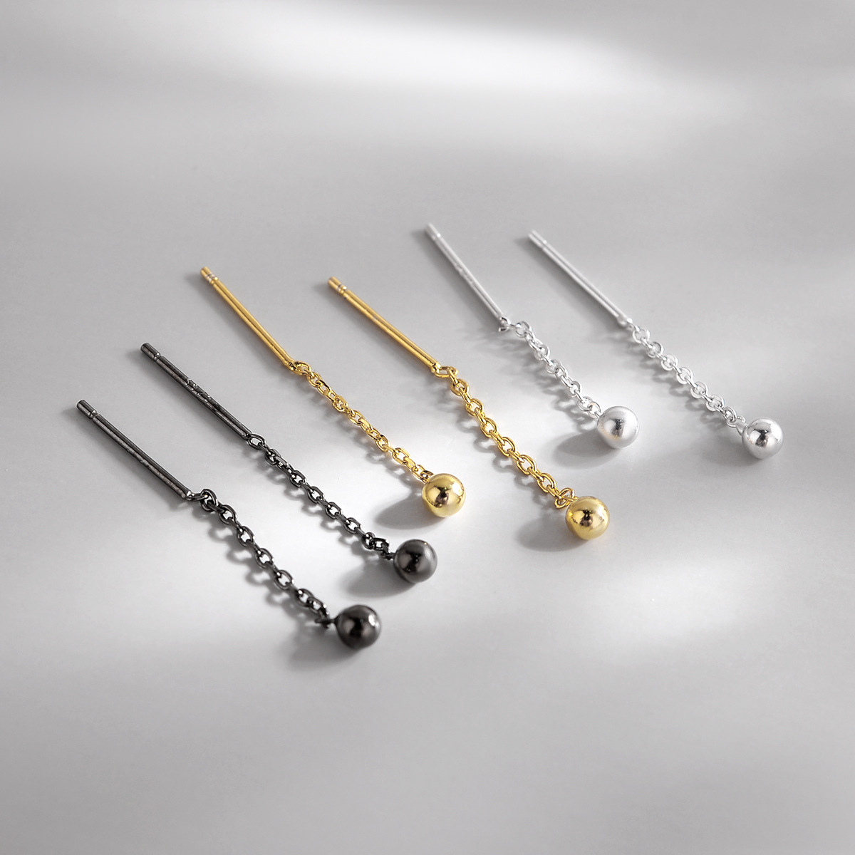 Fashion 1 Pair Round Ball Tassel Earrings For Women Hypoallergenic Small Thin Chain Square Earring Wire Pins Simple Jewelry