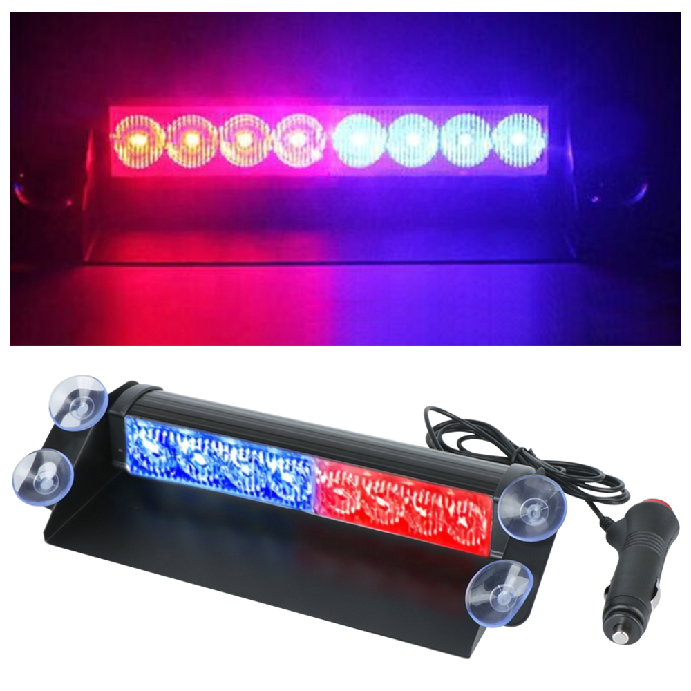 12V 3 Flashing Modes 8 LEDs Day Running Flash Led Police Lights Car Truck Emergency Flasher Dash Strobe Warning Light
