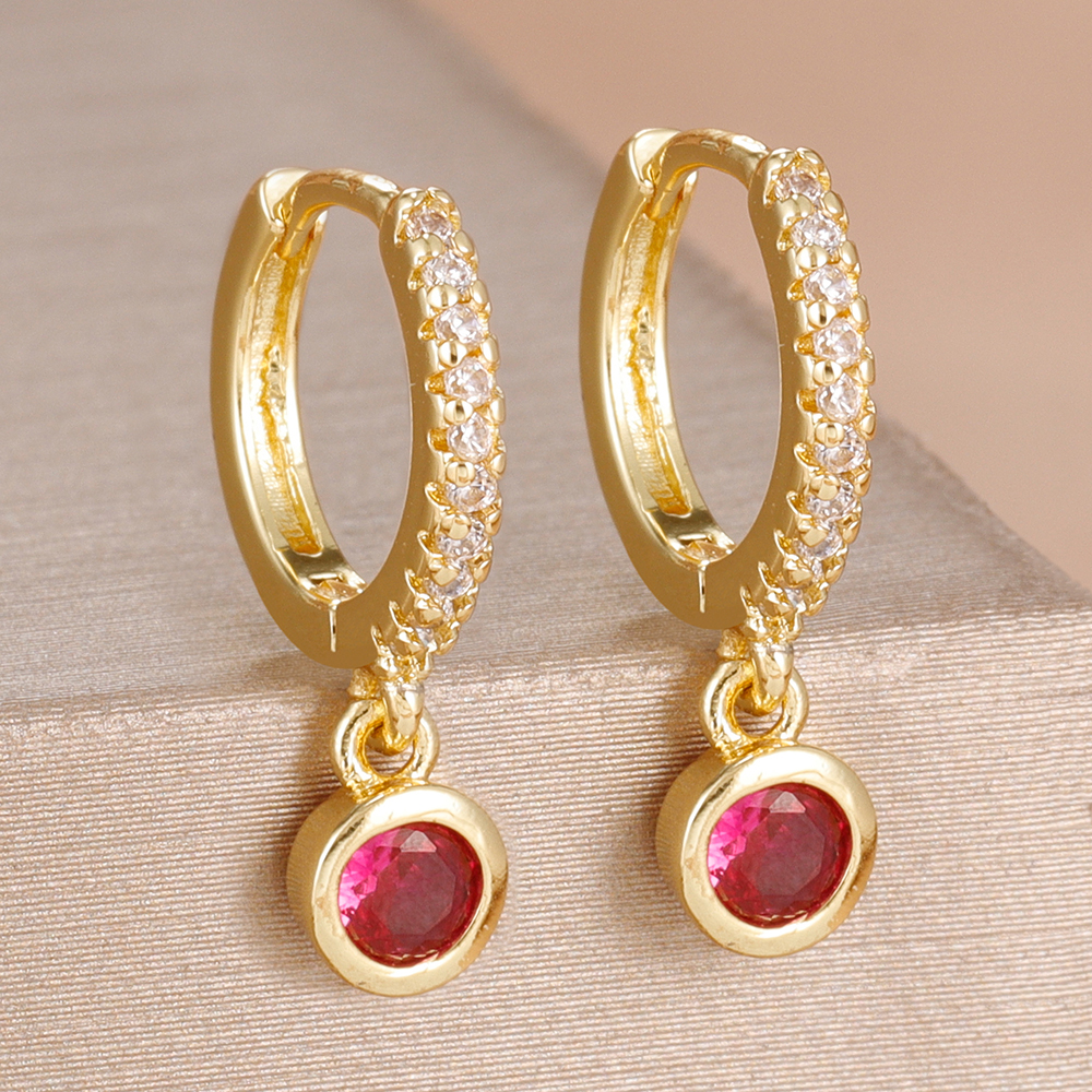 1Pair Luxurious Geometry Series Multicolor Crystal Round Zircon Pendant Earrings Sweet Fashion Minimalism Jewelry Accessories pen gpt