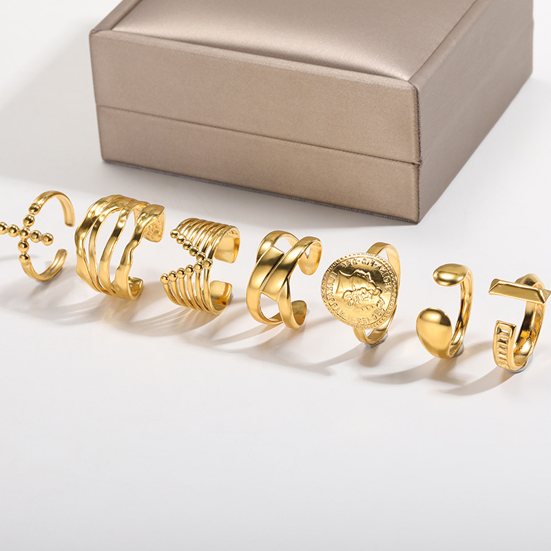 316L Gold Color Stainless Steel Snake Rings For Women Men Open Adjustable Ring Vintage Gothic Aesthetic Jewelry anillos mujer