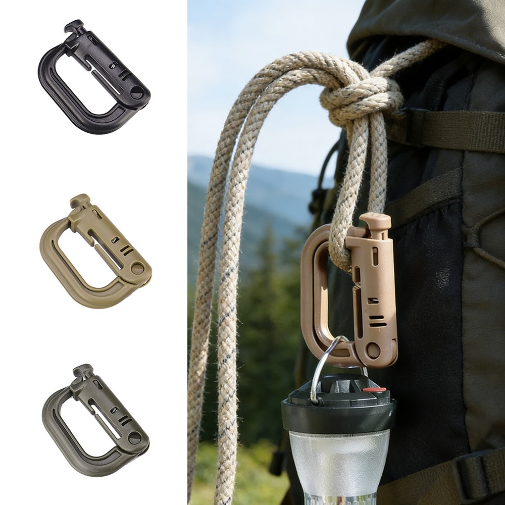 D Locking Ring Buckle Outdoor MOLLE Carabiner Plastic Clip Snap Type Vest Bag Connection Point Fastener