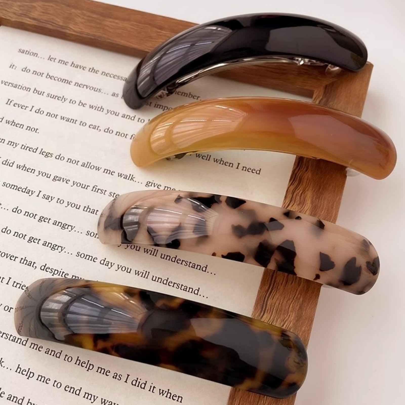 1PC One Word Spring Clip Hair Clip Female Back of the Head Advanced Feeling Hairpin Hair Fixing Clip Temperament Arc Ponytail Cl