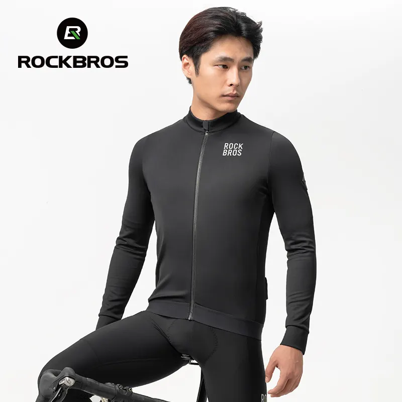 ROCKBROS Cycling Jersey Men's Autumn/Winter Fleece Warm Windproof Bicycle Jersey Heat Storage Breathable MTB Bike Jersey - image 1