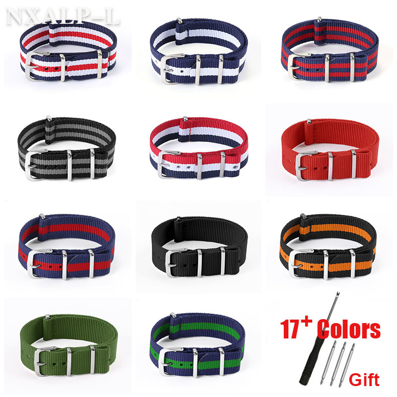 Men's Ribbed Nylon Watch Strap 18MM 20MM 22MM for for for Bracelet Universal Sport Smart Watch Band