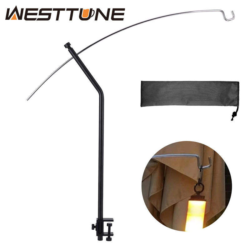 WESTTUNE Camping Lamp Stand Hook Outdoor Aluminum Alloy Hanging Hooks Racks Portable Adjustable Light Stands for Picnic Beach