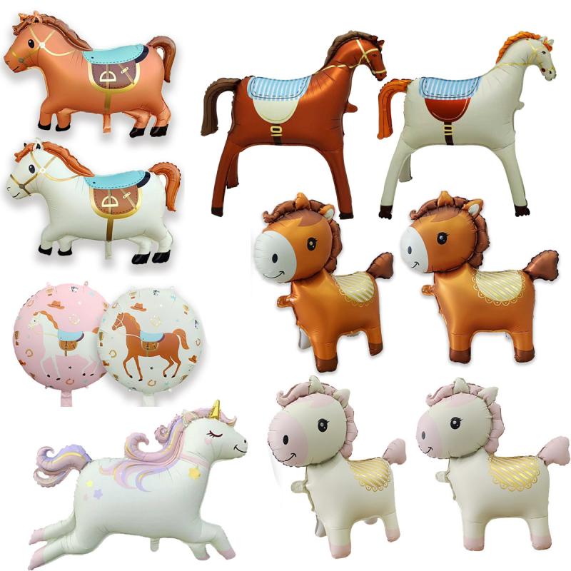 1pc Cartoon Animal Theme Elk and Cute Small Horse 3D Multiple styles Aluminum Film Balloon Kids Birthday Celebration Party Decor