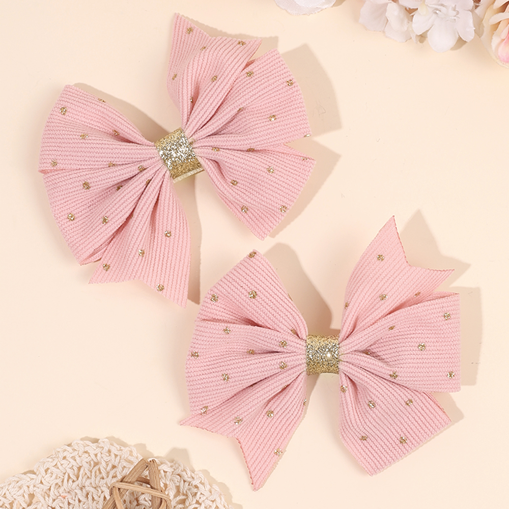 2Pcs New Corduroy Bow Hair Clips Cute Sparkling Dot Solft Hairpins Sweet Headwear Hair Accessories For Baby Girls Children