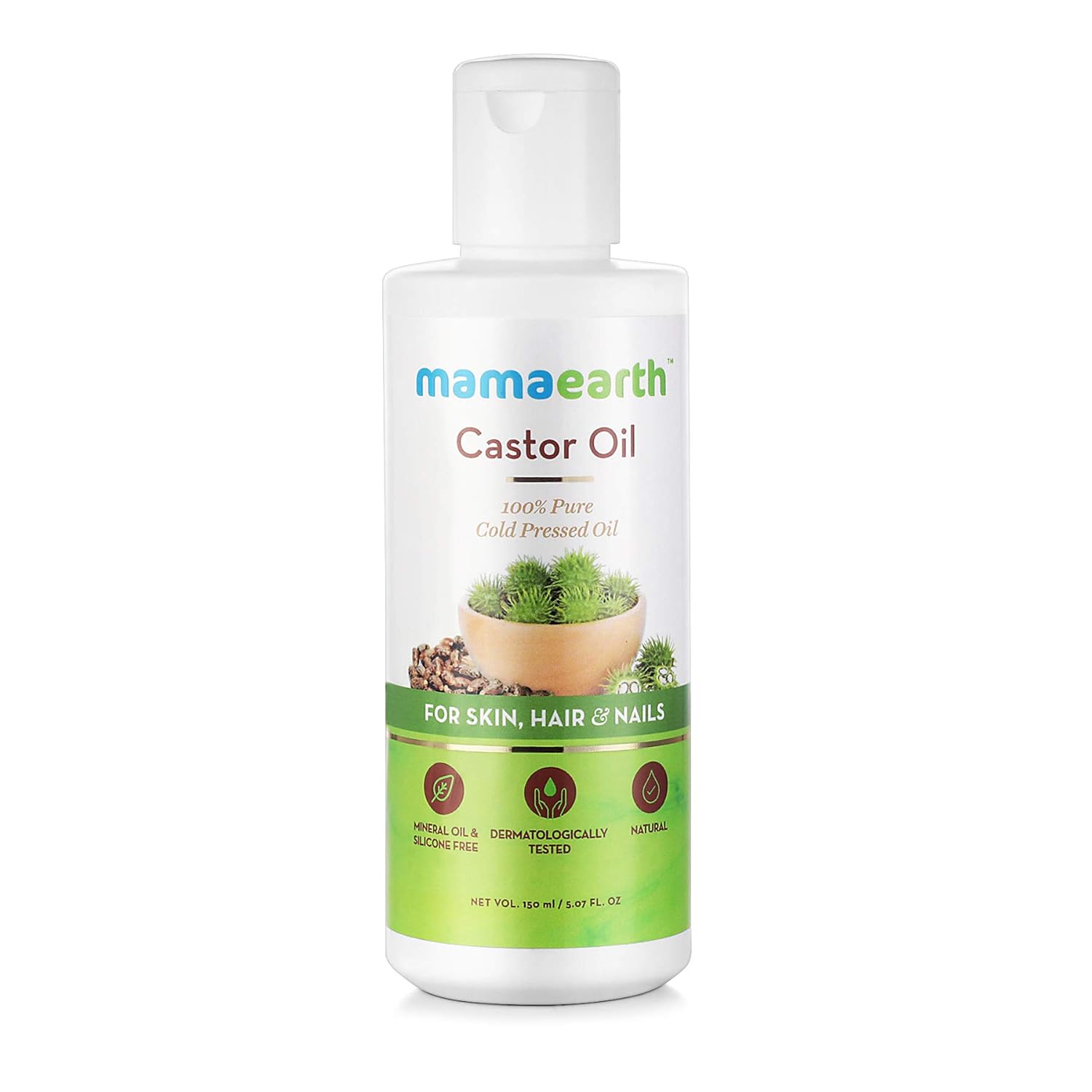 MAMAEARTH CASTOR OIL FOR HEALTHIER SKIN, HAIR & NAILS WITH 100% PURE & NATURAL COLD-PRESSED OIL, 150ML
