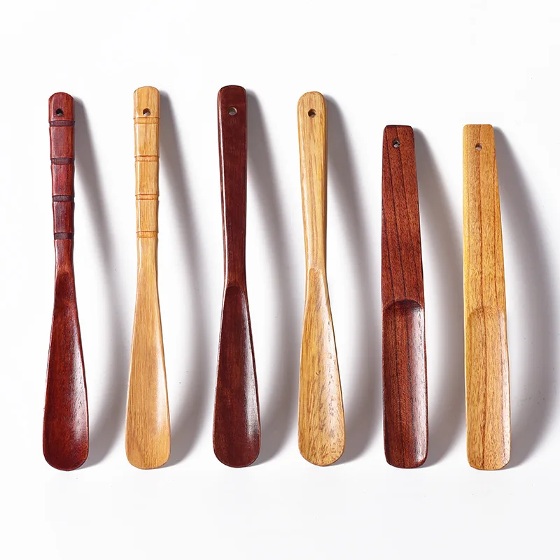 Solid Wood Shoe Horn Short Handle 16-40cm Spoon-Shaped Comfortable Slip-On for Elderly Pregnant Women Home Hotel Shoe Spatula