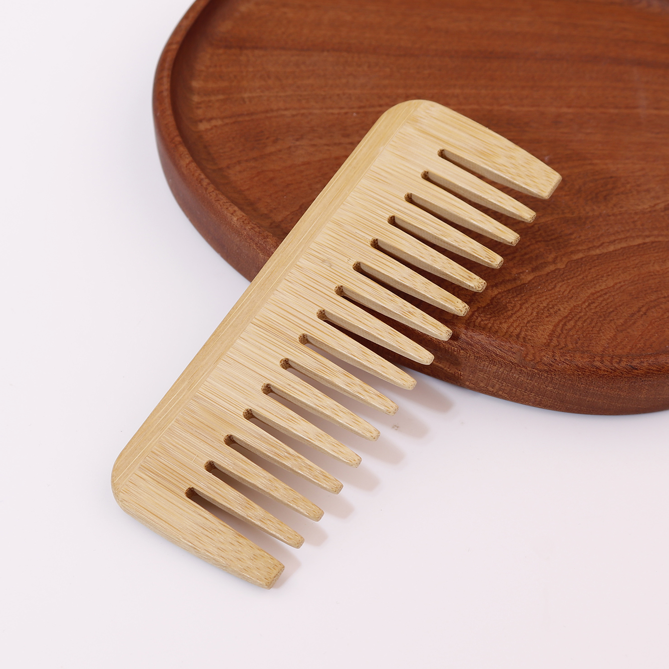 1pc natural bamboo and wood comb, wide toothed comb, straight curly hair anti-static massage comb，Special for real hair