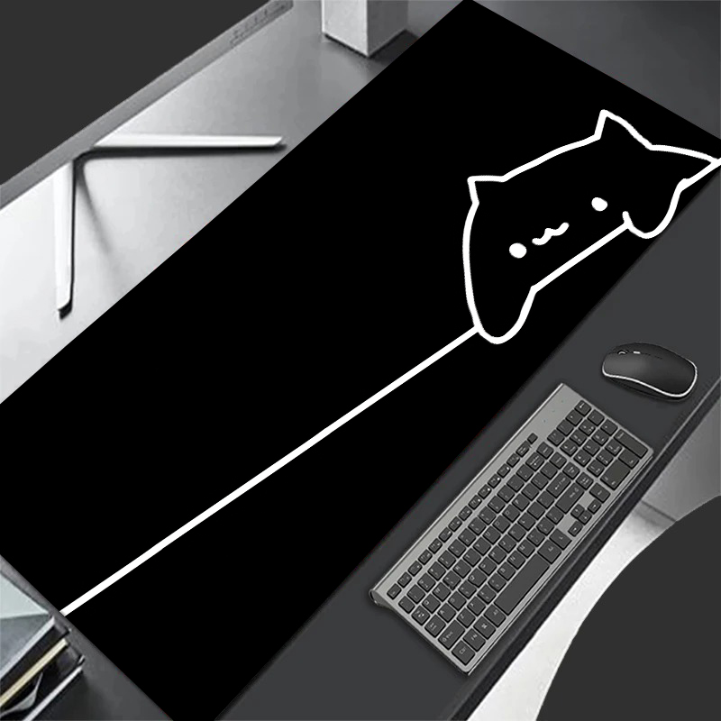 Black Cat Kawaii Mouse Pad White Deskmat Minimalistic Gaming Laptop Large Mousepad Anime Office Carpet Gamer Keyboard Mouse Mats