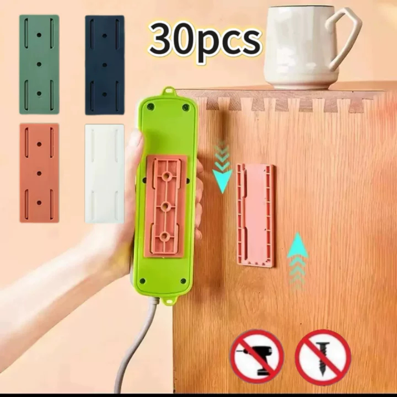 Ultra-Strong Adhesive Power Strip Holder - No Drill, Space-Saving Wall Mount with Cable Management for Home & Office