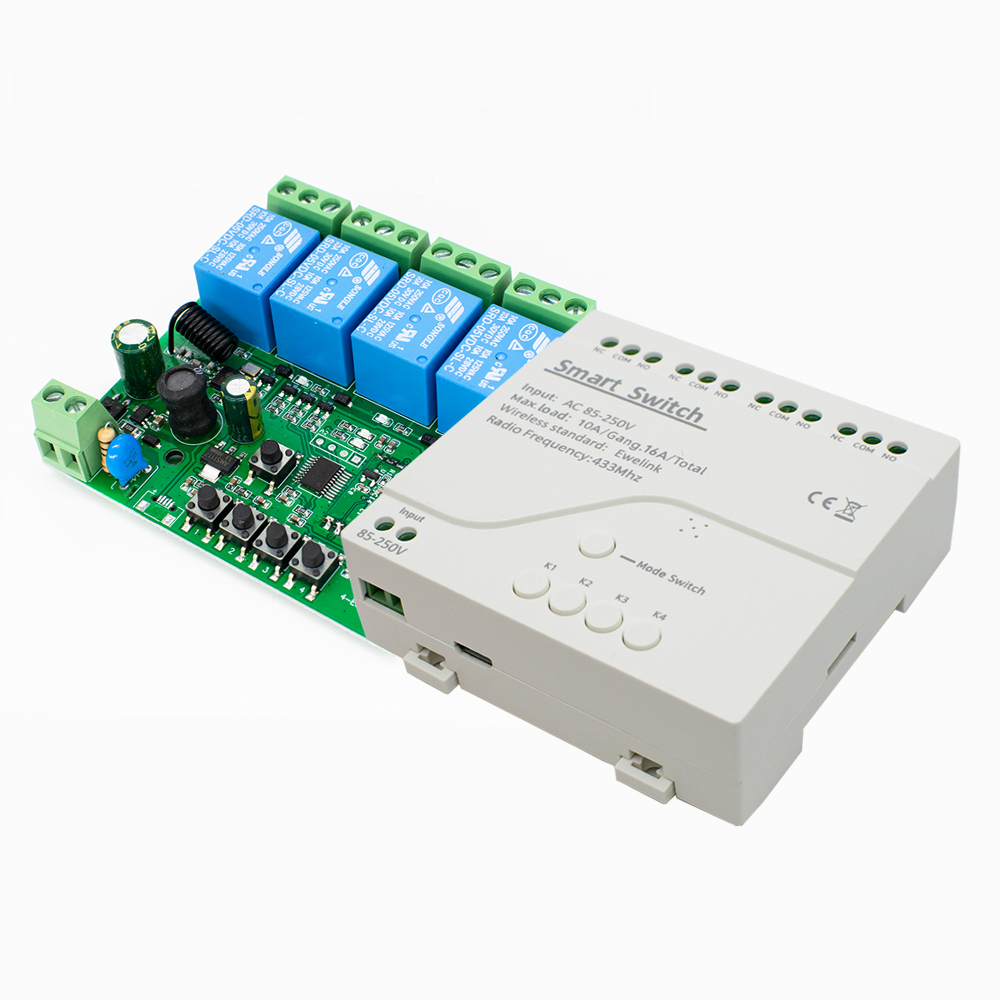 eWeLink 4 Way WiFi Smart Remote Control Switch Relay Module 12V 220V, 4-Channel Motor Light Lamp Receiver Alexa/ Home Work