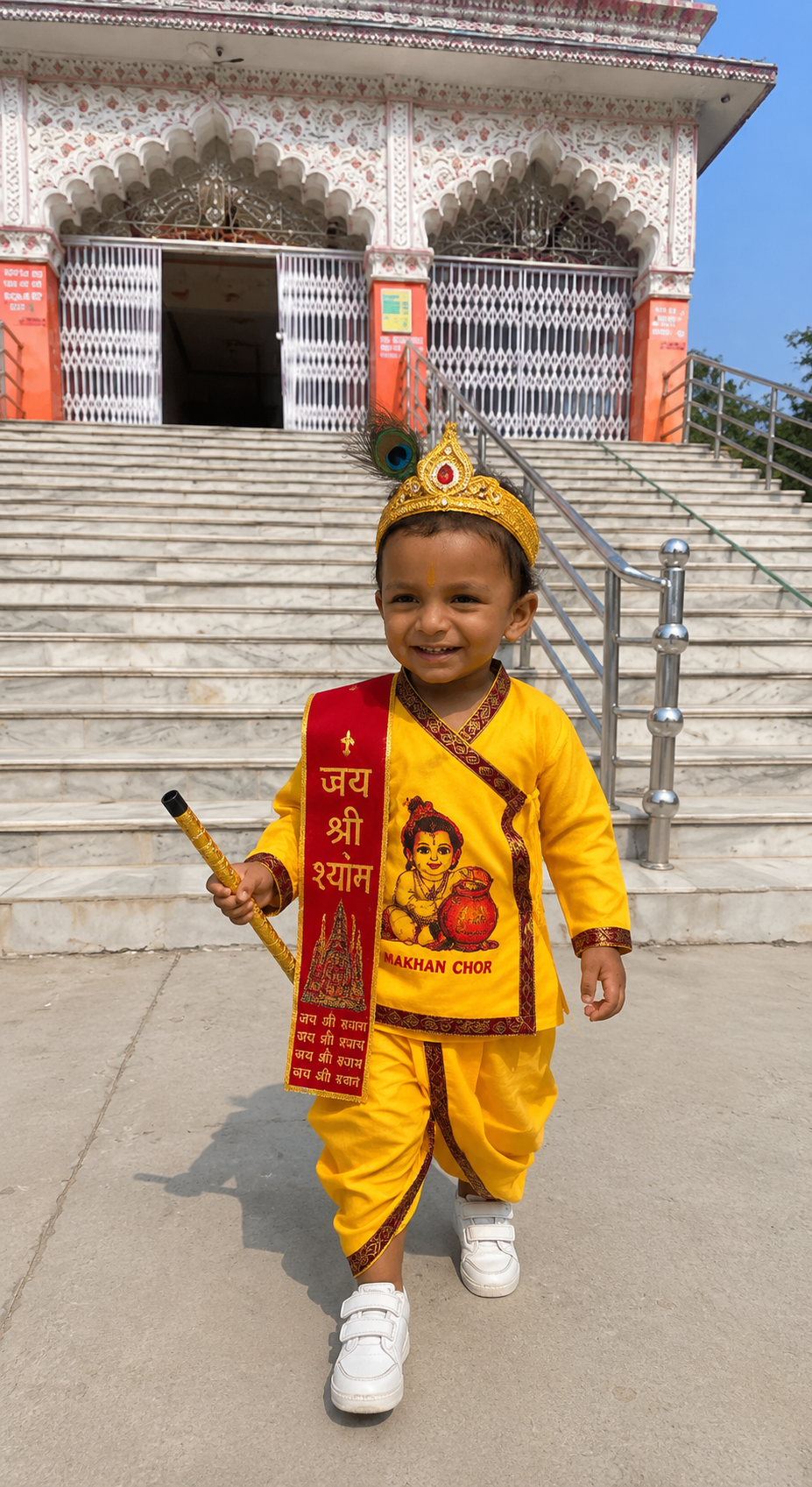 Baby Krishna Makhan Chor Dress Set | Yellow Traditional Krishna Costume( New Born to 15 Years)