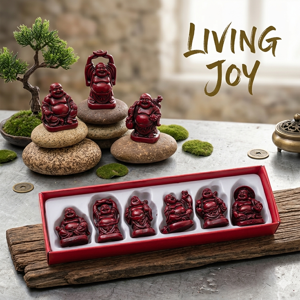 6 Piece Laughing Buddha Set Feng Shui Vastu Multicolor Showpiece / Good Luck Figure / Statue / Gift Item