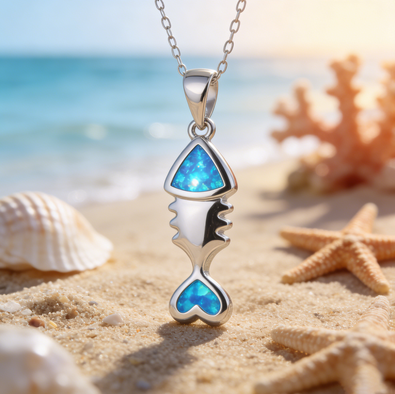 Elegant Sea Turtle Opal Pendant,White K Plated Circle Necklace with Blue Stone,Dainty Animal Jewelry Daily Gift for Women