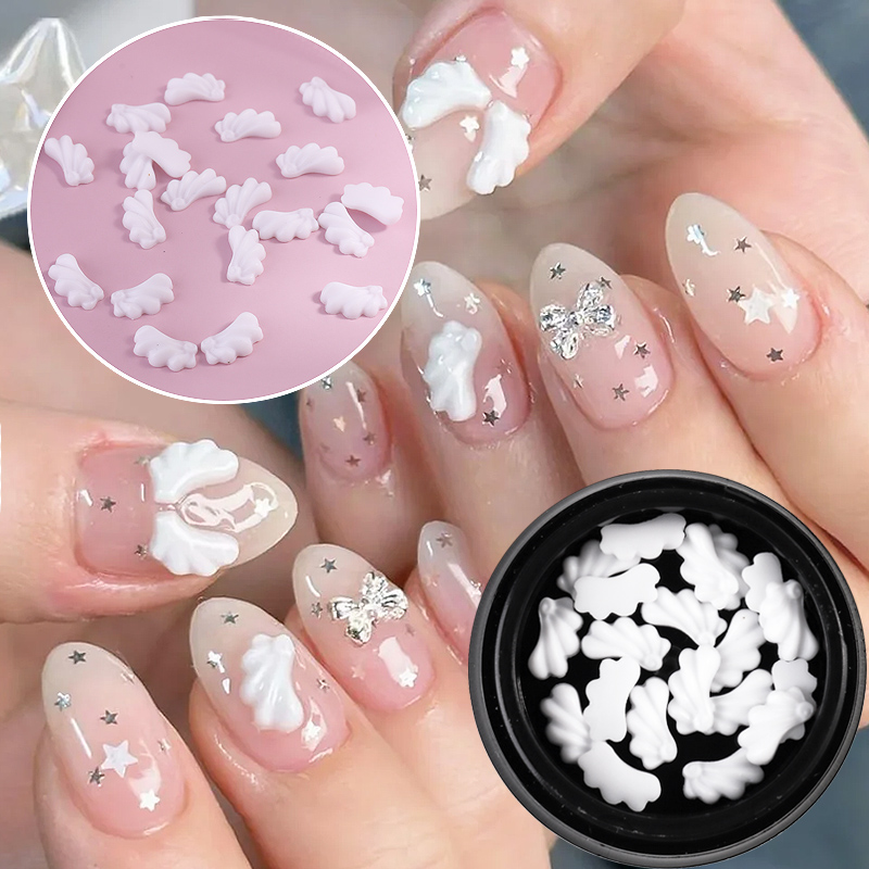 White Angel Wings Nail Art Decorations | Cute Japanese Style Wing Nail Accessories，3D Trending Nail Art Gems Y2k Nail Supplies nike ja 3