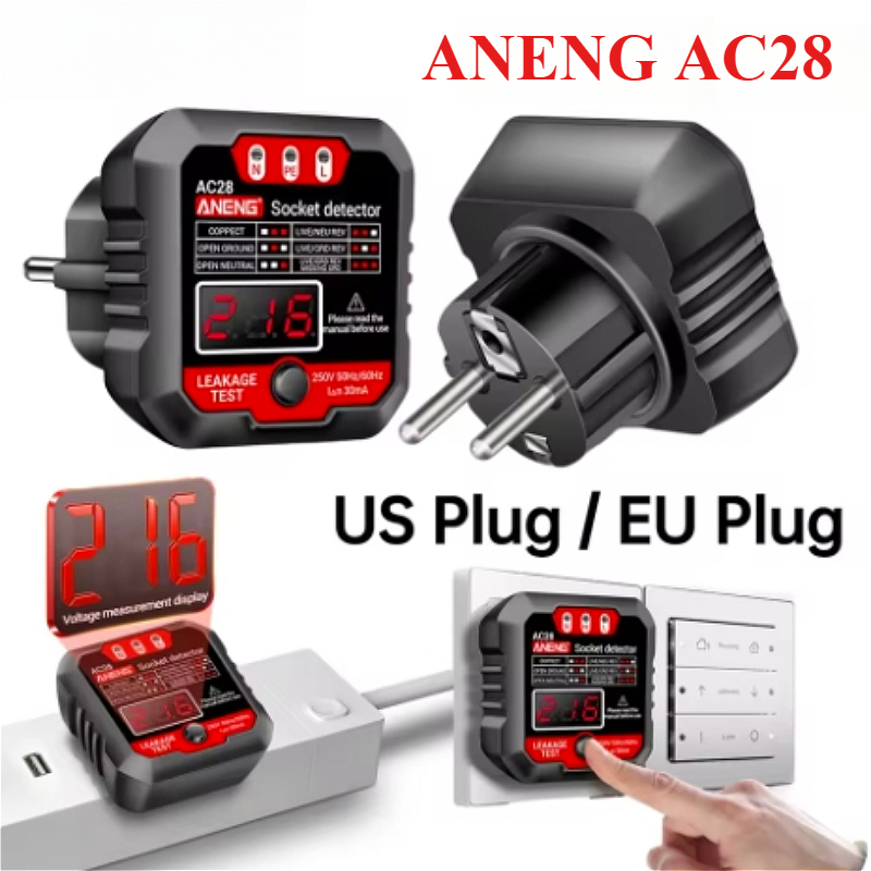 AC27 Smart Socket Tester EU/US Plug Polarity Phase Check Voltage Detector Test Electroscope Meter Circuit Breaker Finders
