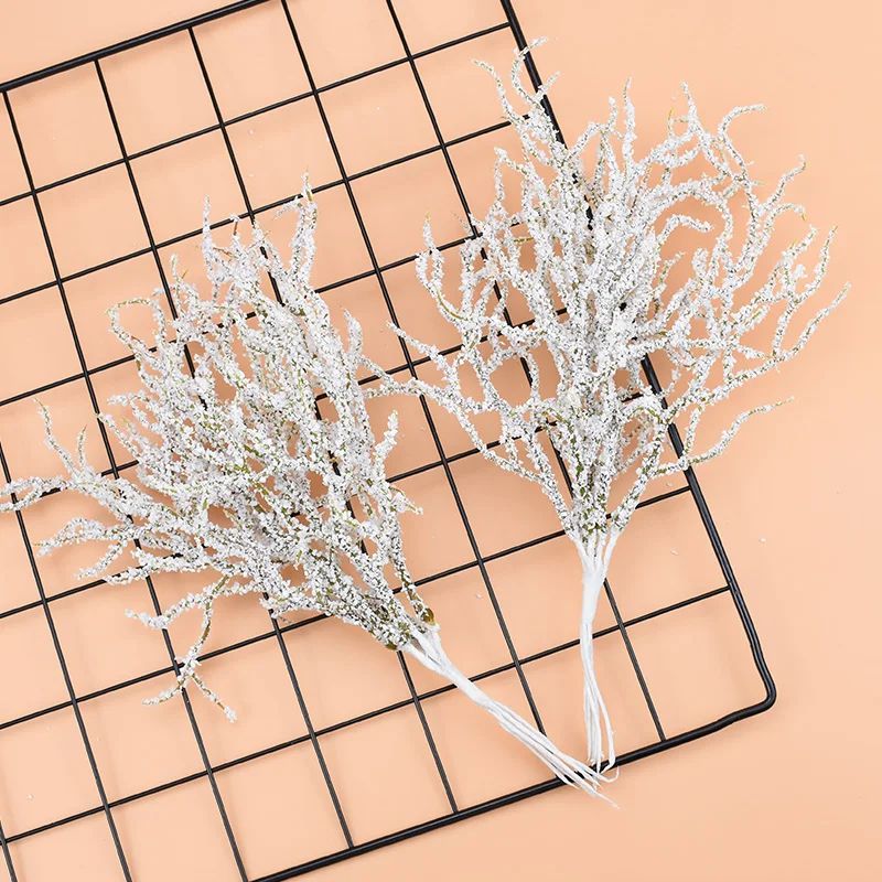 6pcs Artificial Plants flowers Hot sales for Home Wedding Christmas snow Potted Plants Diy Arrangement Vase Photography props