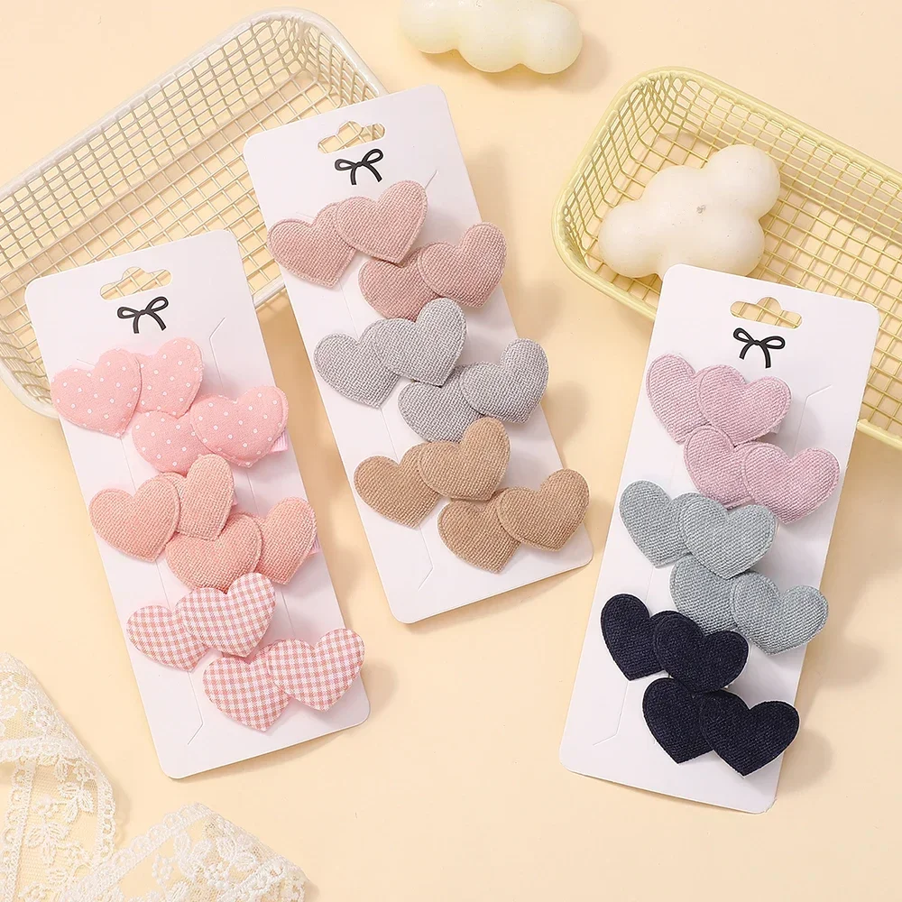 6Pcs/Set Mini Hair Clips for Girls Elegant Heart Designs Cute Headwear Lovely Kids Hair Accessories Outdoor Wear