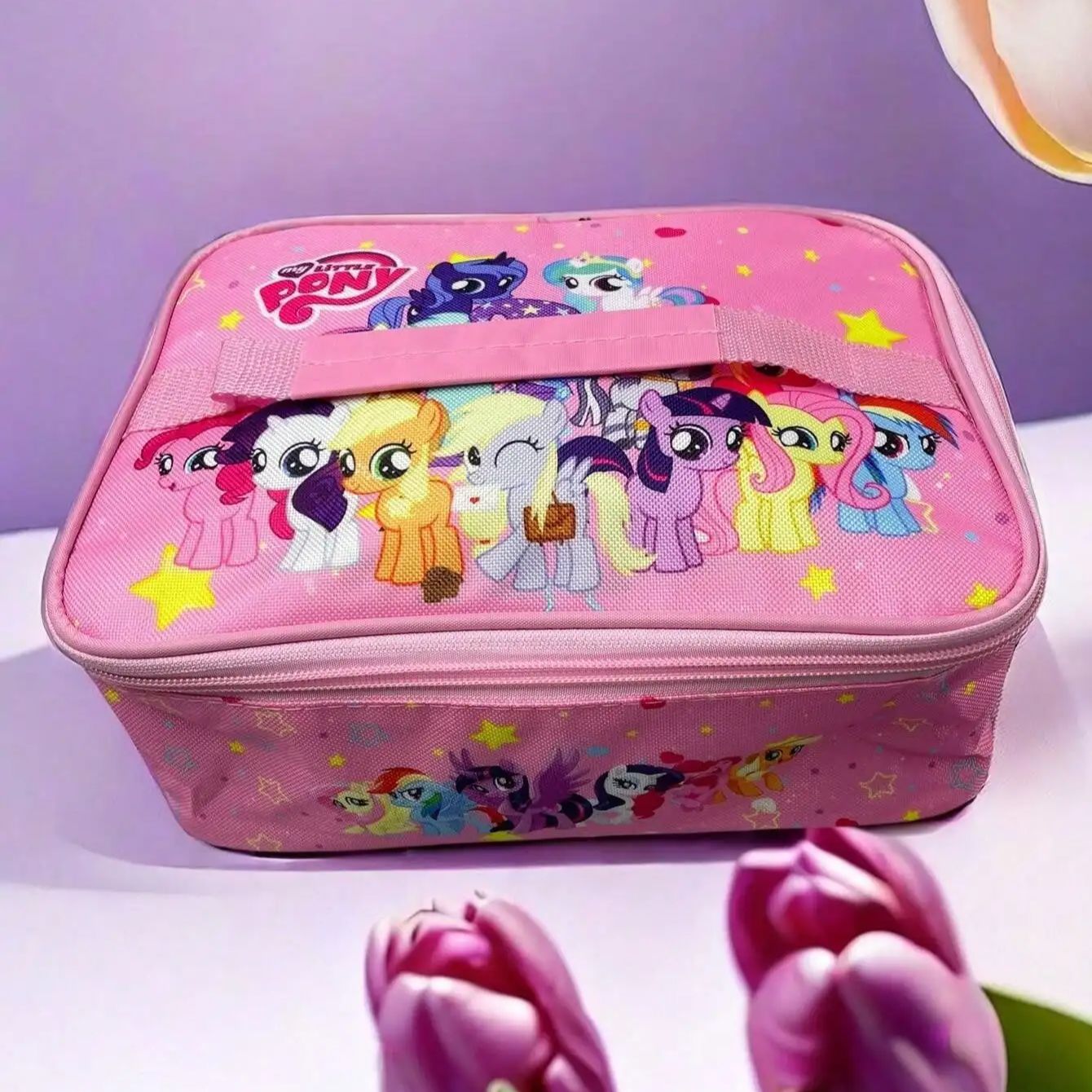 1 Pc Flat Insulated Lunch Bag - Waterproof & Portable Thermal Tote for School & Office. Keeps Food Fresh & Delicious. Cute Anime