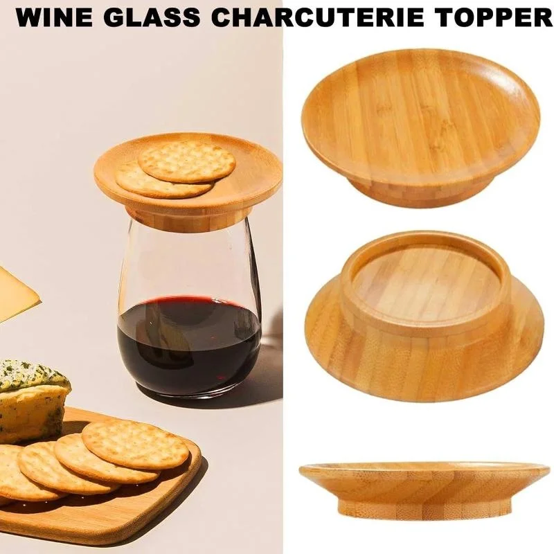 1Pcs Bamboo and Wood Red Cup Lid Candle Cup Lid Glass Charcuterie Topper Cooked Food Board Wooden Red Cup Coaster