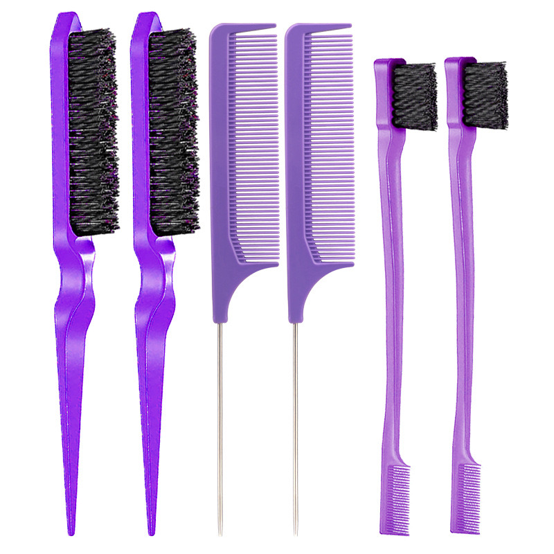 2pcs double-sided hair edge brush set with styling control comb for hair strands and partitions, professional hairdressing tool