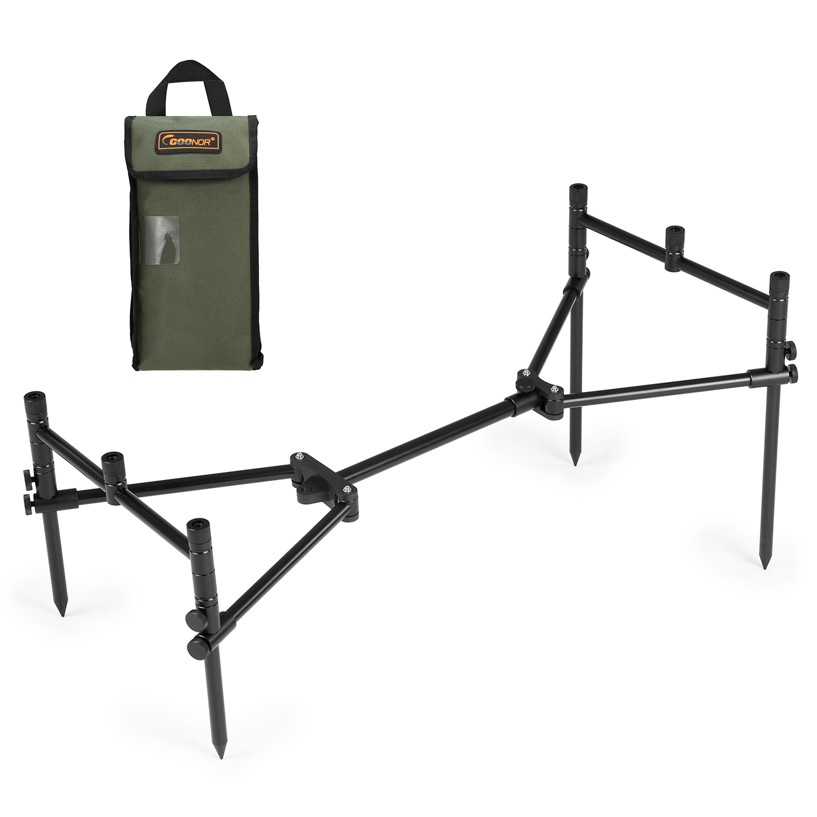 Detachable Fishing Rod Stand Buzz Bar Rod Rest Head Folding Retractable Fishing Rod Holder with Carry Bag