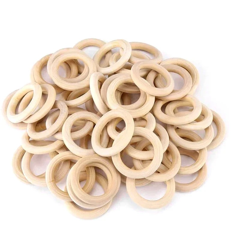 20pcs 30mm Unfinished Smooth Wooden Macrame Ring Circles for DIY Crafts Jewellery Making Pendants Connectors Natural Wood Rings