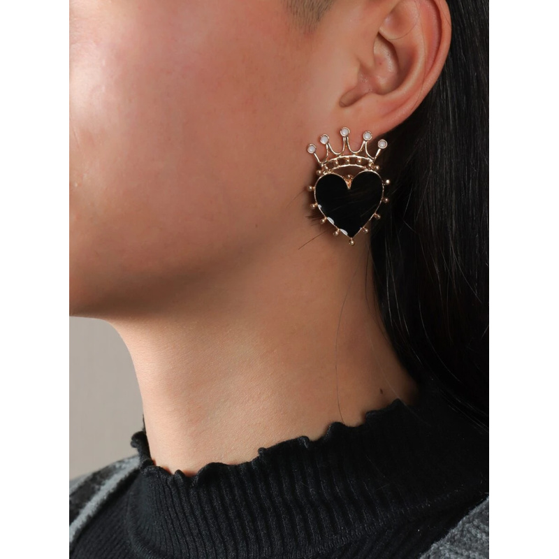 1 Pair Luxury Fashion Crown & Heart Shaped Drop Earrings, Party Wear Accessories For Women Valentines,Mom,Mother,Mother's Day