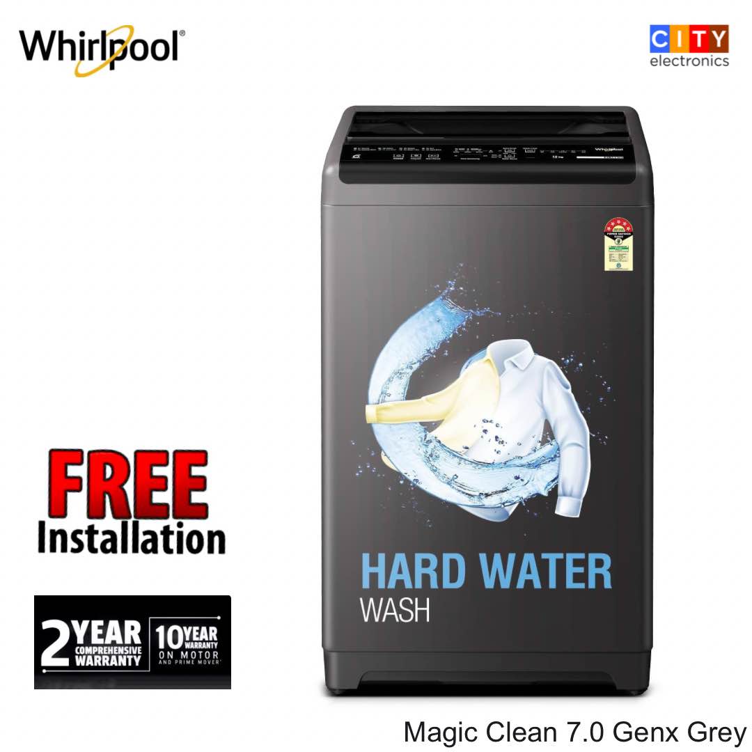 WhirlpooI 7 Kg Fully Automatic Top Load Washing Machine Magic Clean 7.0 Genx Grey