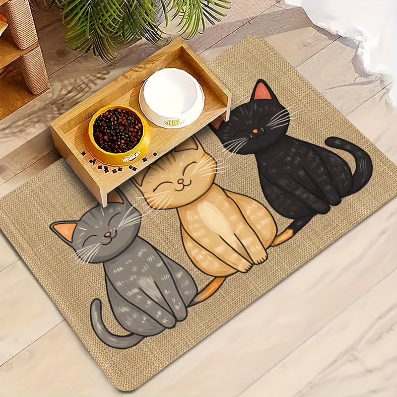 Non-Slip Cat and Dog Feeding Mat Cute Pattern Leakproof Waterproof Easy Clean Surface Machine Washable Durable for All Breeds