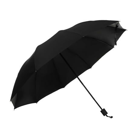 PLAIN BLACK 58inch Strong Portable Business Folding Umbrella 3 Fold Sun Shade Protection For Men and Women Unisex (Pack of 1)