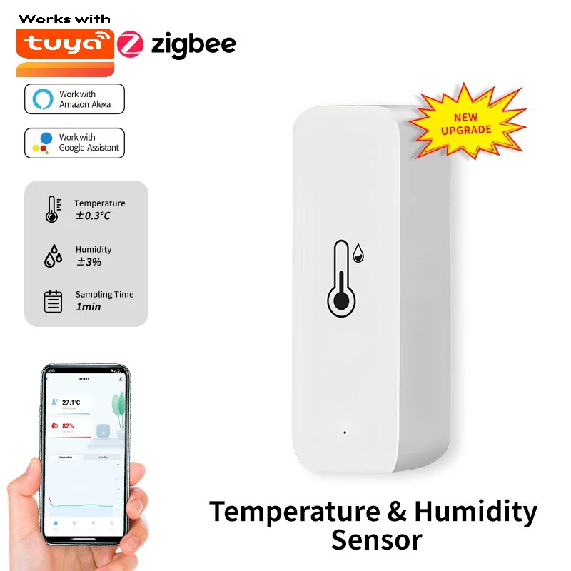 ZigBee 3.0 Smart Temperature Humidity Sensor Smart Home Indoor Hygrometer Support Tuya APP Monitor Alexa Home Assistant