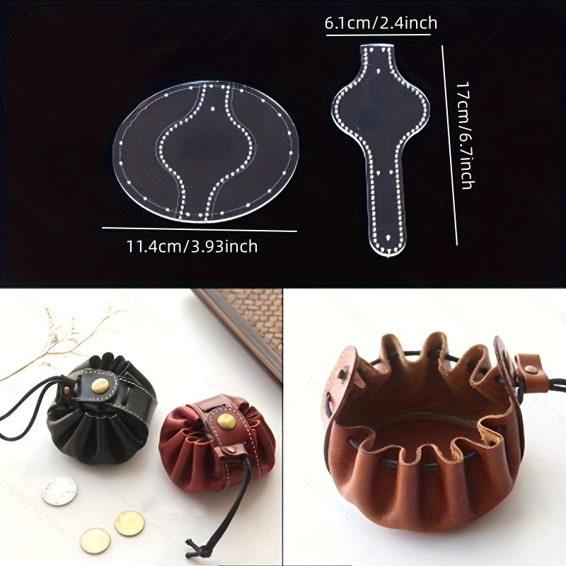 2Pcs Creative Design Coin Purse Acrylic Template Set DIY Leather Handcraft Coin Bag Practical Making Mold Stencil