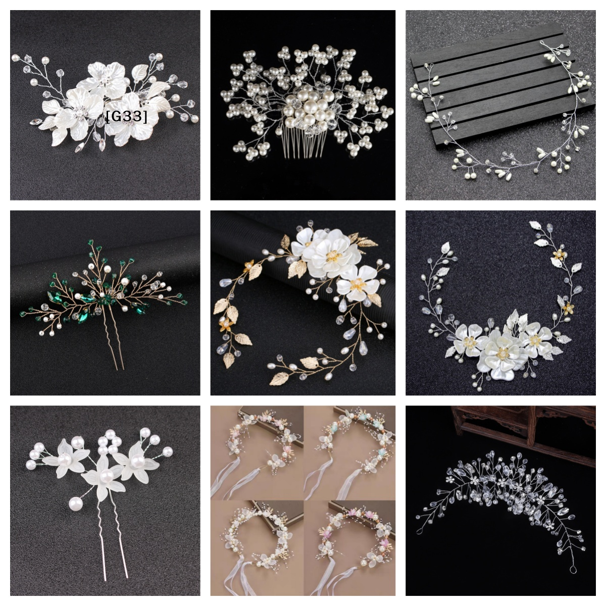 Luxury Multiple Styles Crystal Pearl Flower Bridal Hair Clips Wedding Hair Jewelry Accessories For Women Girls[G33]