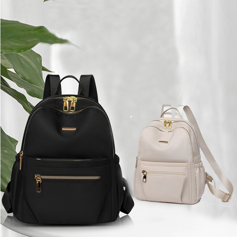 Neutral color backpack for men and women, suitable for travel and study. It is a simple design with a solid color.
