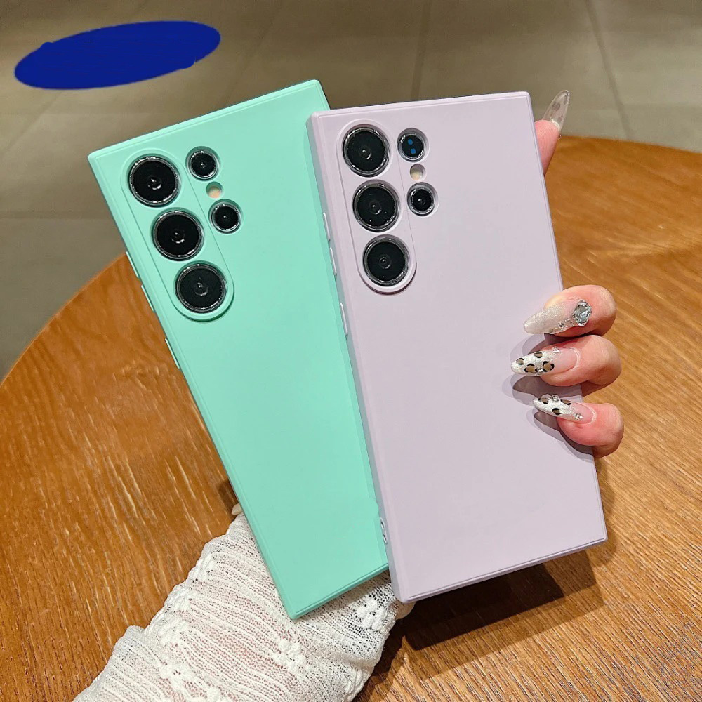 Colour Liquid Silicone Shockproof Soft Case For S25Edge S24 S23 S22 S21 Ultra Plus FE TPU Skin Feel Protect Cover