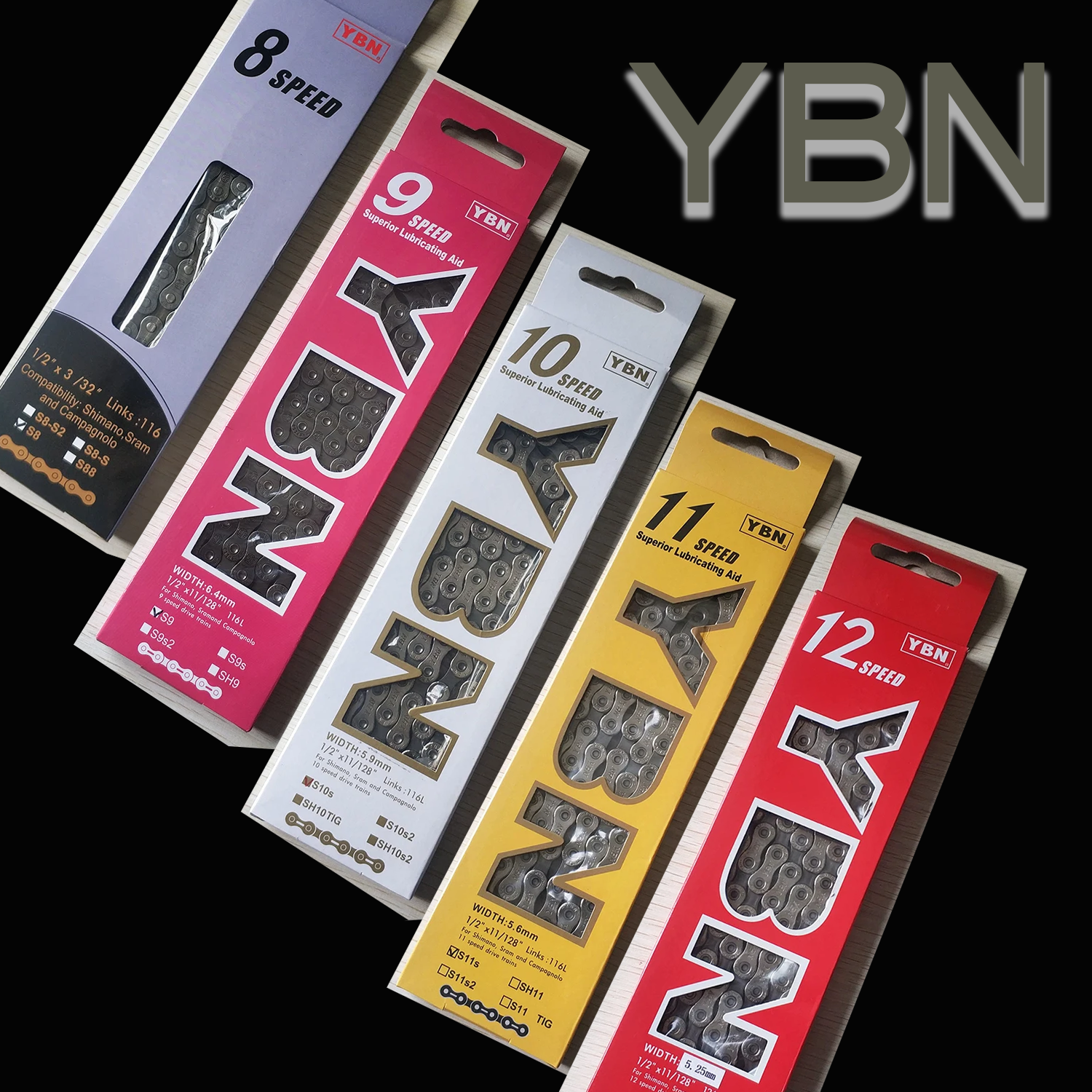 YBN lightweight bicycle chain 8 to 12 speed suitable for shimanot/sram speed change system mountain bike road bike accessories