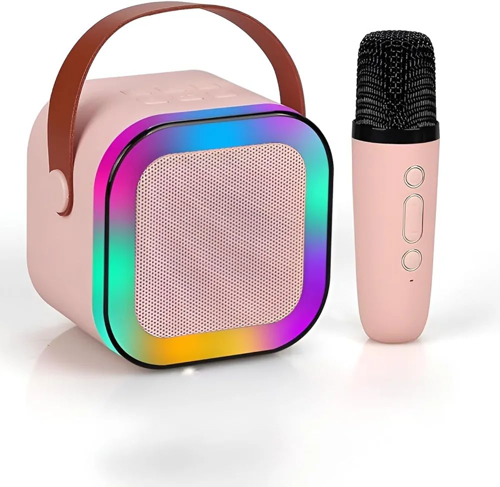 Karaoke Bluetooth Speaker K12 with 10W RMS Stereo Sound and Wireless Mic with 5 Voice Changer Modes, RGB Lights, Karaoke Singing Effect Multi-Compatibility Modes and Type-C Charging